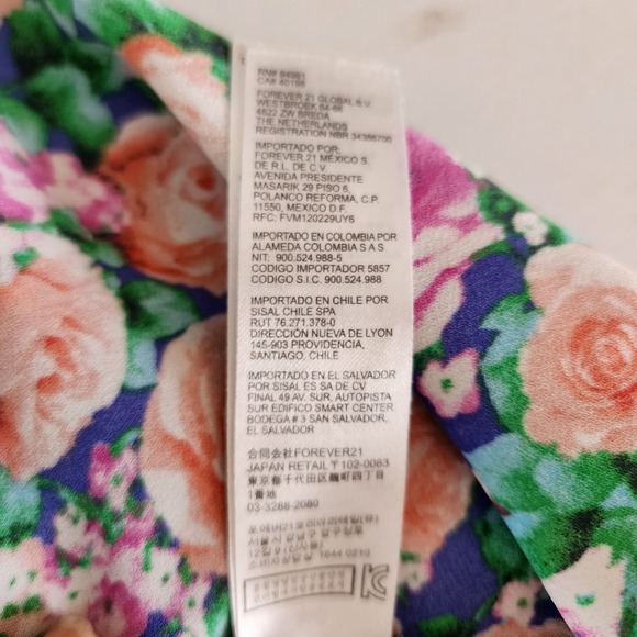 Forever 21 Women's Blouse M Boho Floral Print 100% Polyester Lightweight - Picture 7 of 9